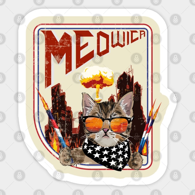 Meowica Funny 4th Of July -Cat Lover Gift Sticker by meowstudio